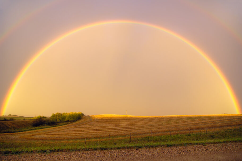 Rainbow at Redberry Lake, Saskatchewan, Canada